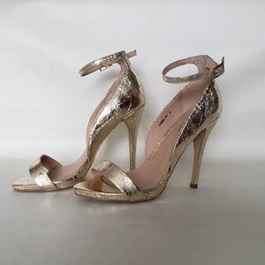 Mixx Shuz Gold Heels Women Shoes, 8